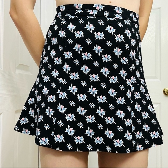 Sandro Skirt Mini Dainty Black Pink Blue Geometric Casual Twee 1 Small - Picture 1 of 6